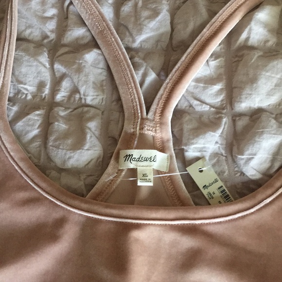 NWT Madewell Pink Velvet Racerback Bodysuit XL $50 - Picture 2 of 2